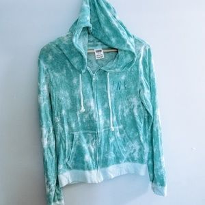 Pink tie dye blue hoodie